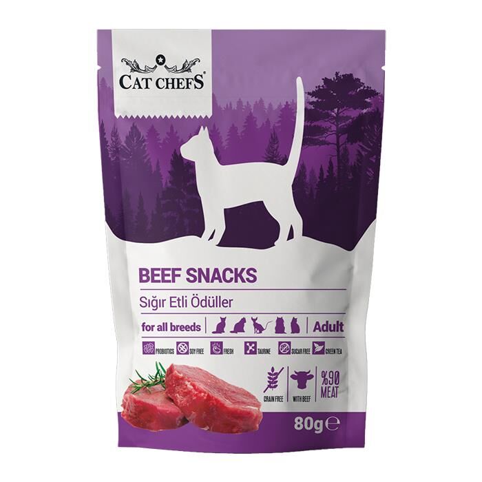 Cat Chefs Beef Snacks Sığır Etli Tahılsız Kedi Ödülü 80gr