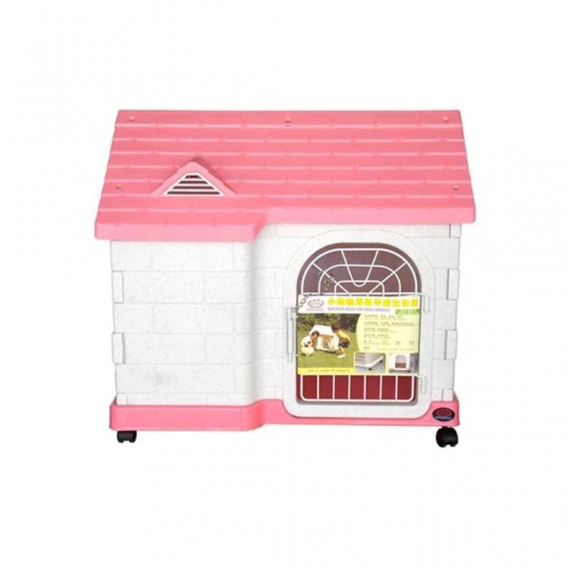 Dayang Tekerlekli Plastik Kedi ve Köpek Kulübesi 63x46x58cm (Pembe/Beyaz)