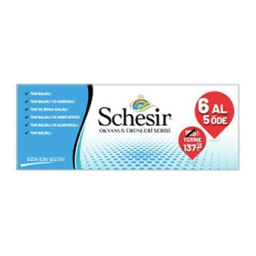 Schesir Okyanus Balıklı Serisi Kedi Konservesi 85gr Kutu (6 AL 5 ÖDE)