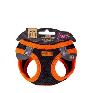 Doggie Havalı Dokuma Neon Serisi Küçük Irk Göğüs Tasması Turuncu 3Xs-22-26Cm