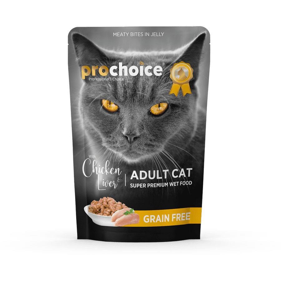 Prochoice Pouch Tahılsız Tavuk ve Ciğerli Yetişkin Kedi Konservesi 85gr