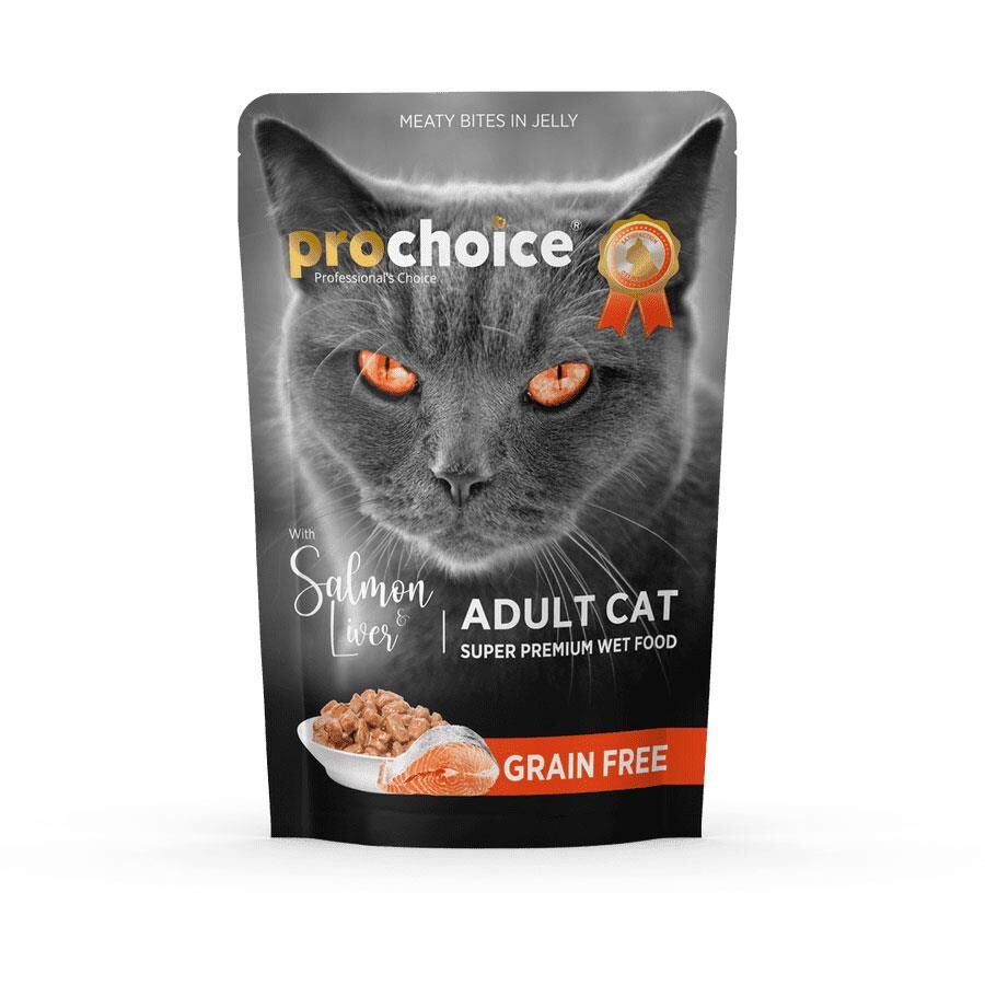 Prochoice Pouch Tahılsız Somon ve Ciğerli Yetişkin Kedi Konservesi 85gr