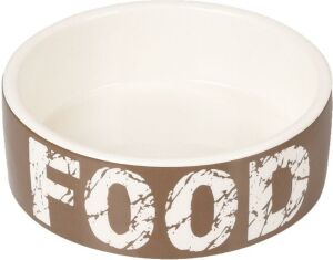 Flamingo Kyra Seramik Köpek Mama Su Kabı Kahverengi/Beyaz 16 Cm 770 Ml