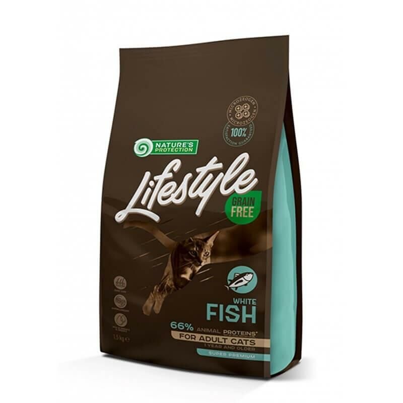 Natures Protection Lifestyle Tahılsız Beyaz Balıklı Yetişkin Kedi Maması 1.5kg