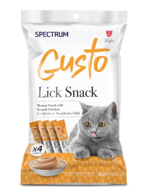 Spectrum Gusto Lick Snack Ton Balığı ve Tavuklu Sıvı Kedi Ödülü 4x15gr
