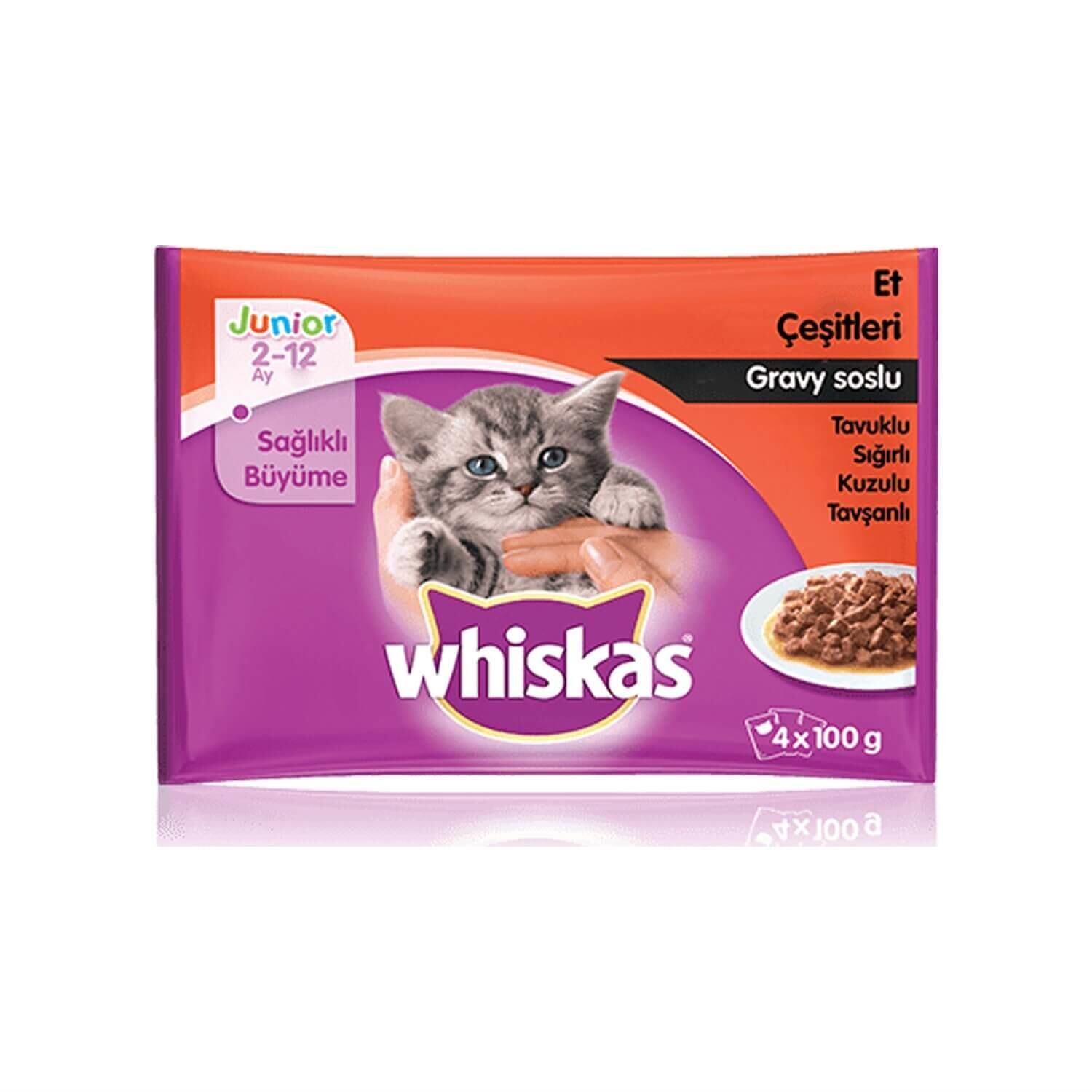 Whiskas Junior Kitten Pouch Klasik Etli Yavru Kedi Yaş Maması 4x100gr