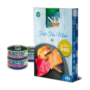 ND Fish Trio Menu Tuna, Somon ve Karides Kedi Konservesi 6x70gr