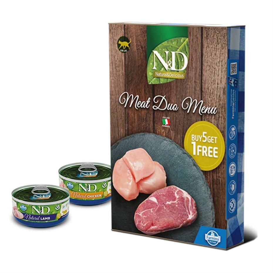 ND Meat Duo Menu Kuzu ve Tavuk Etli Kedi Konservesi 6x70gr