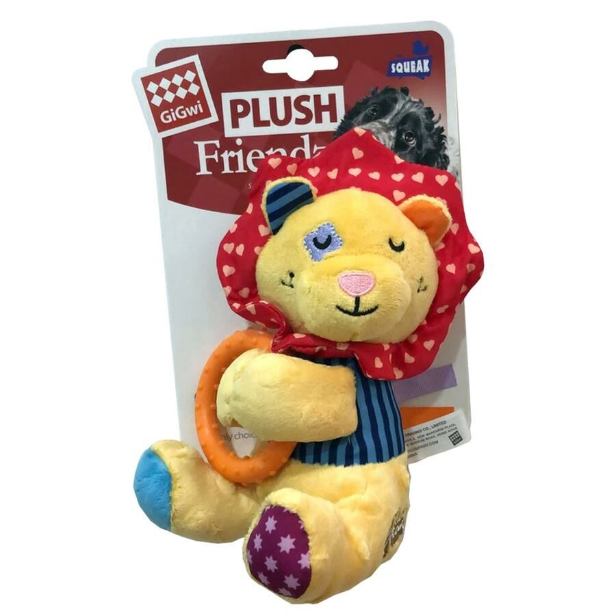 GiGwi Plush Friendz Sesli Aslan Peluş Çiğneme Halkalı Köpek Oyuncağı