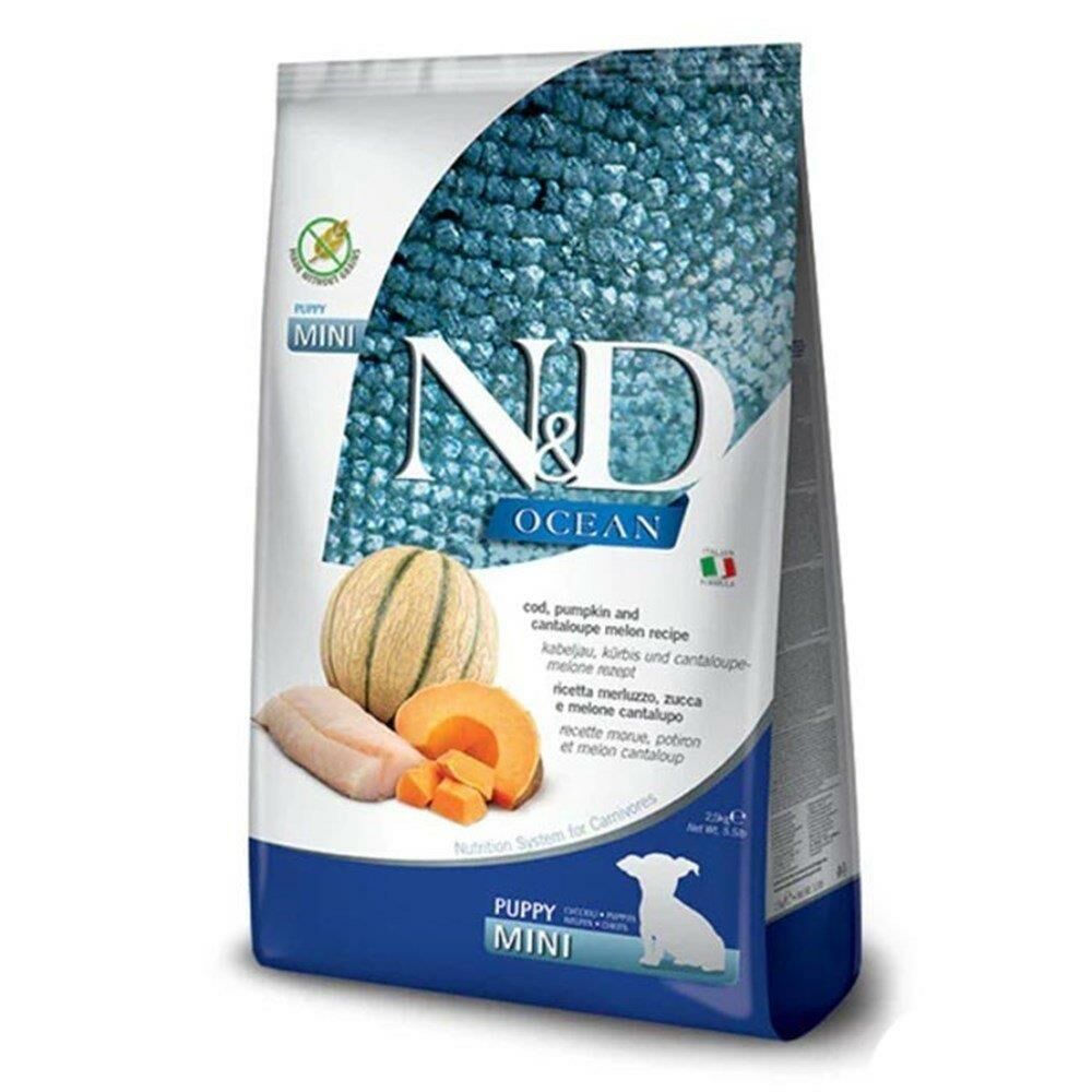 N&D Ocean Puppy Mini Morina Balıklı, Bal Kabaklı ve Kavunlu Küçük Irk Tahılsız Yavru Köpek Maması 2.5kg