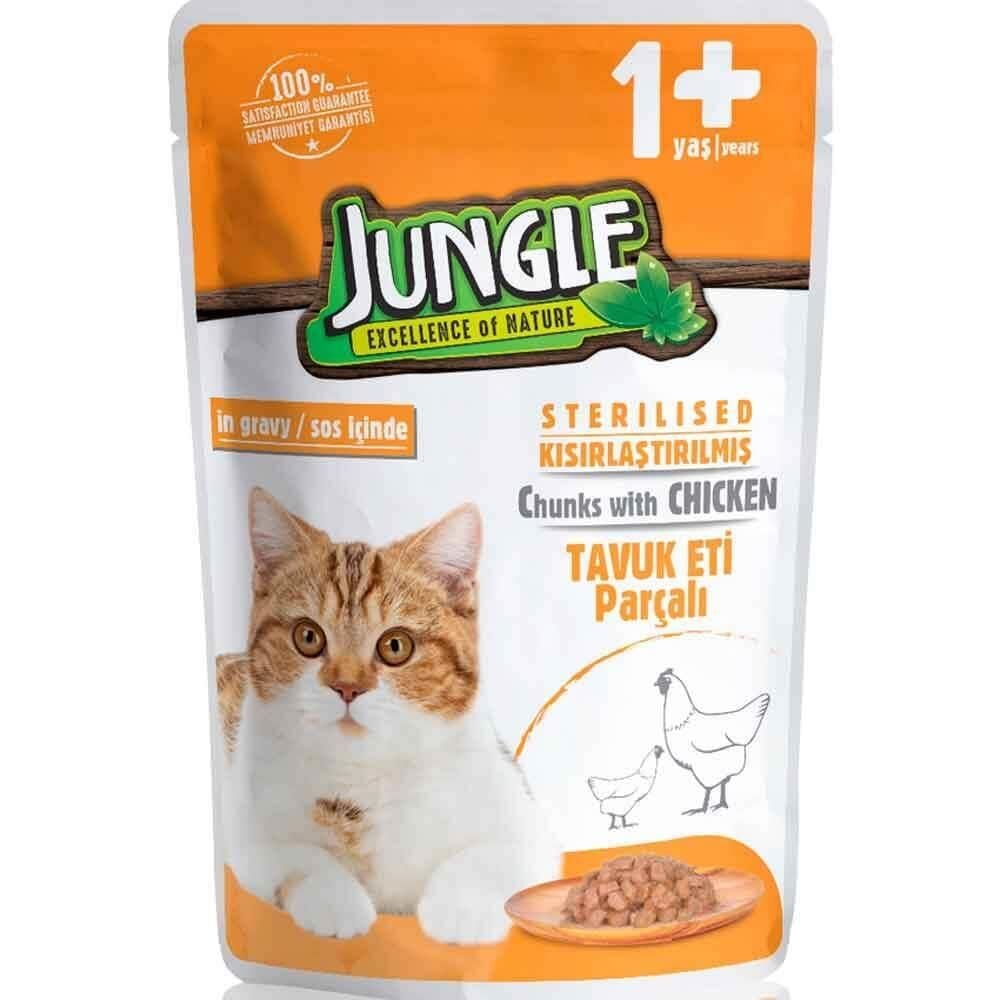 Jungle Pouch Tavuklu Kısırlaştırılmış Kedi Yaş Maması 100gr