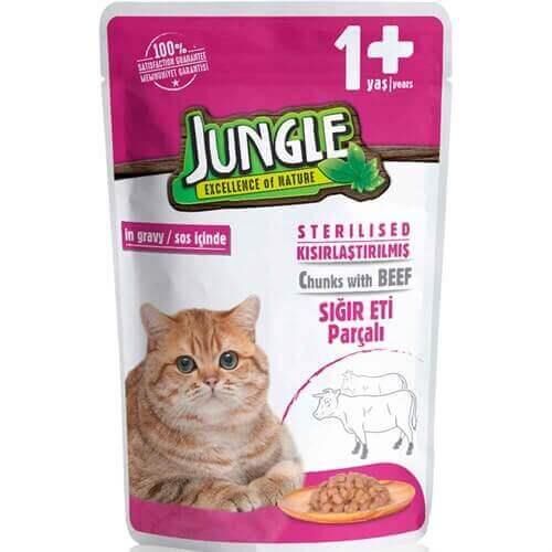 Jungle Pouch Sığır Etli Kısırlaştırılmış Kedi Yaş Maması 100gr