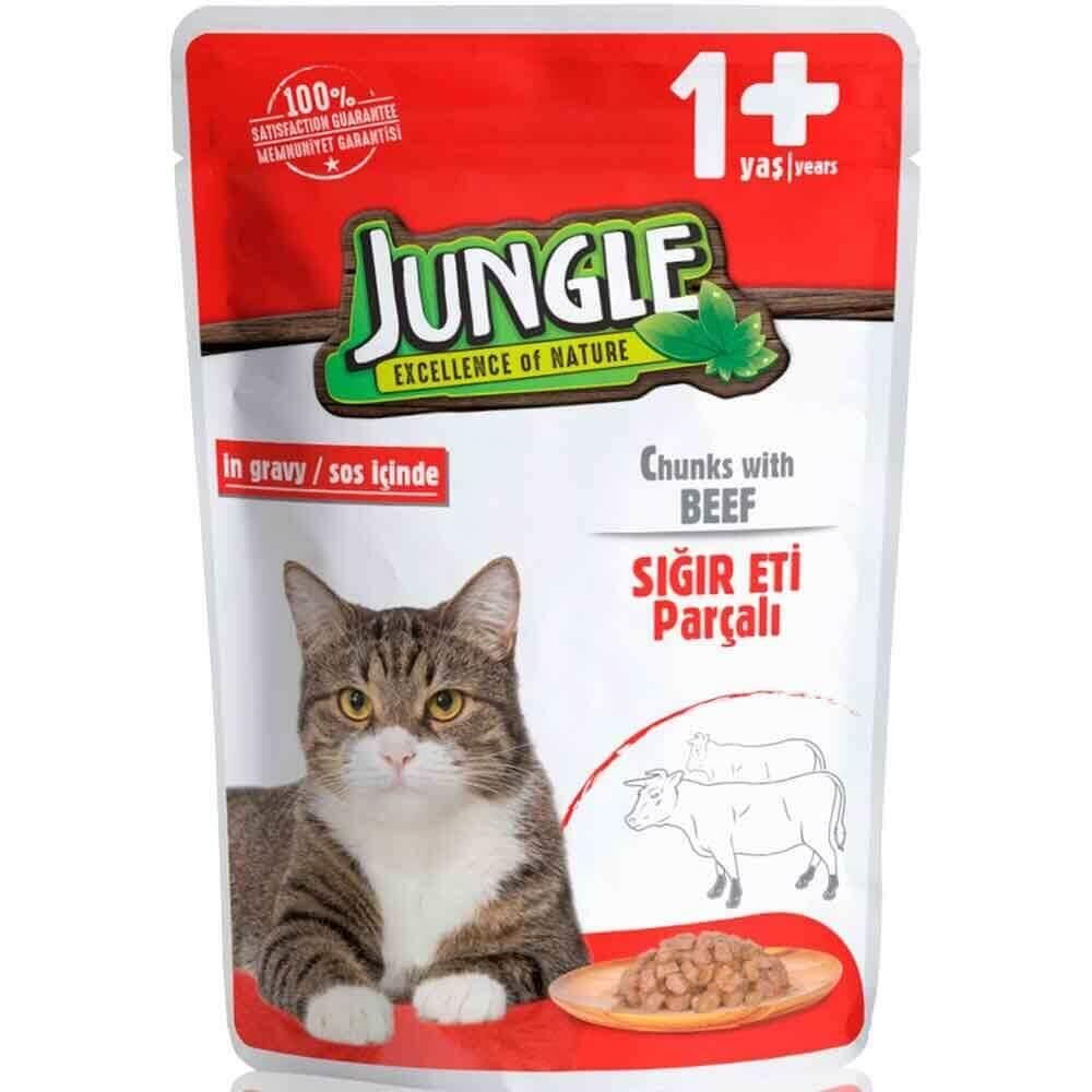 Jungle Pouch Sığır Etli Yetişkin Kedi Yaş Maması 100gr