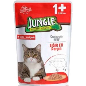 Jungle Pouch Sığır Etli Yetişkin Kedi Yaş Maması 100gr