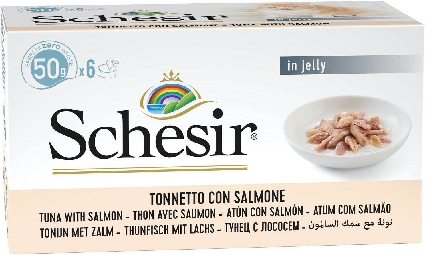 Schesir Multipack Ton ve Somon Balıklı Yetişkin Kedi Konservesi 6x50gr