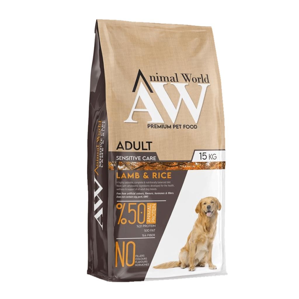 Animal World Sensitive Kuzu Etli ve Pirinçli Yetişkin Köpek Maması 15kg