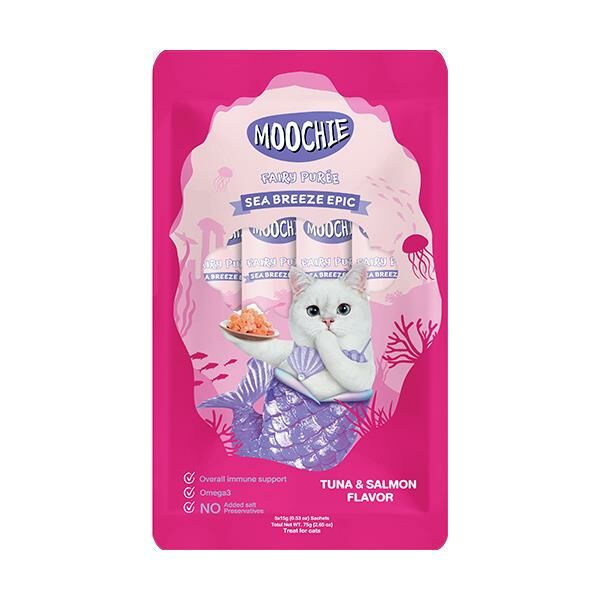 Moochie Sıvı Kedi Ödülü Ton Balıklı ve Somonlu 5x15gr