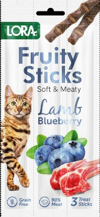 Lora Fruity Sticks Kuzu Etli ve Yaban Mersinli Kedi Ödülü 3x5gr