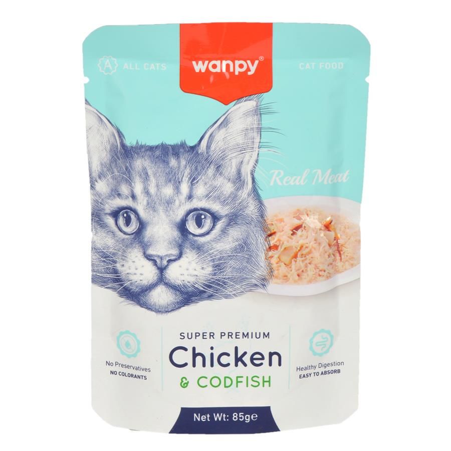 Wanpy Pouch Tavuklu & Morina Balıklı Yaş Kedi Maması 85gr