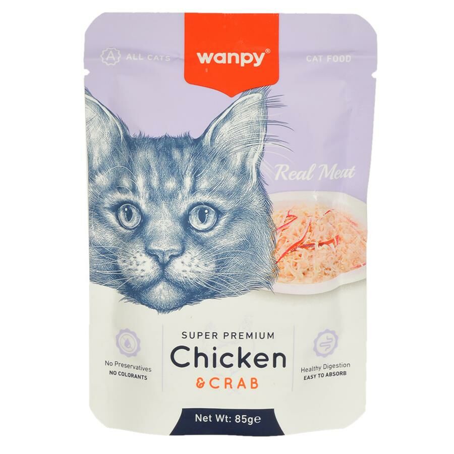 Wanpy Pouch Tavuklu Yengeçli Yaş Kedi Maması 85gr