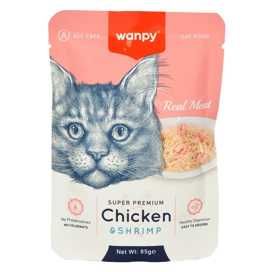 Wanpy Pouch Tavuklu Karidesli Yaş Kedi Maması 85gr