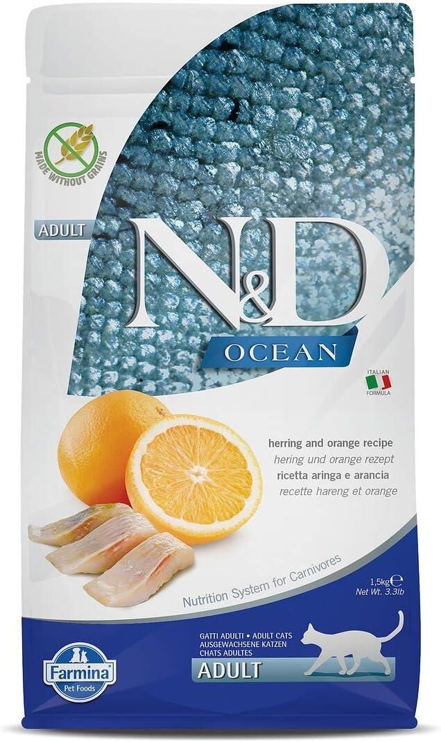 N&D OCEAN KEDİ RİNGA BALIĞI & PORTAKAL YETİŞKİN 1.5KG