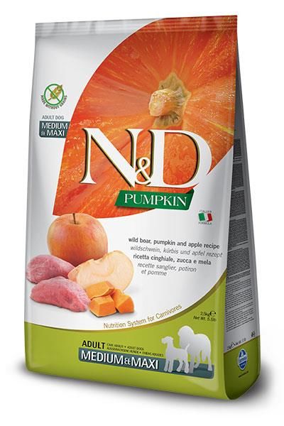 N&DPUMPKIN TAHILSIZ  KÖPEK  YABAN DOMUZU & ELMA YETİŞKİN MEDIUM & MAXI 2.5KG