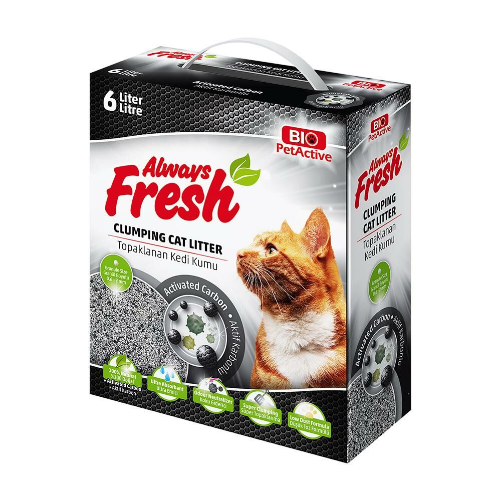 Always Fresh Aktif Karbonlu Topaklanan Bentonit Kedi Kumu 6lt