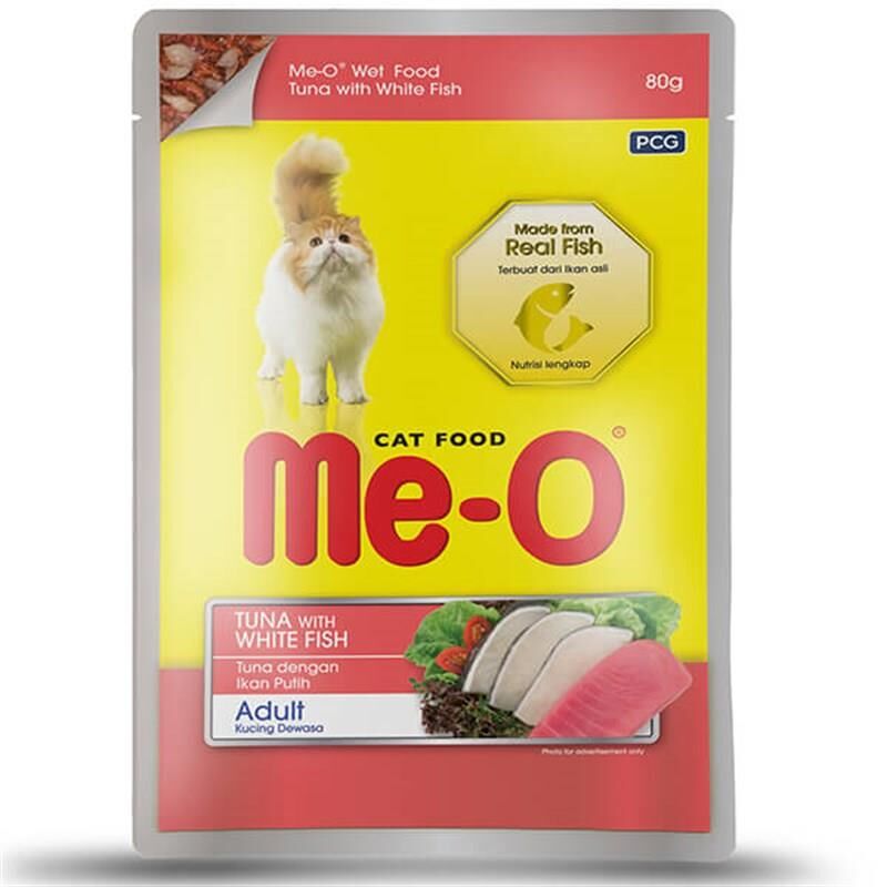 Me-O Adult Jöle İçerisinde Ton Balık ve Beyaz Balıklı Yetişkin Kedi Konservesi 80gr