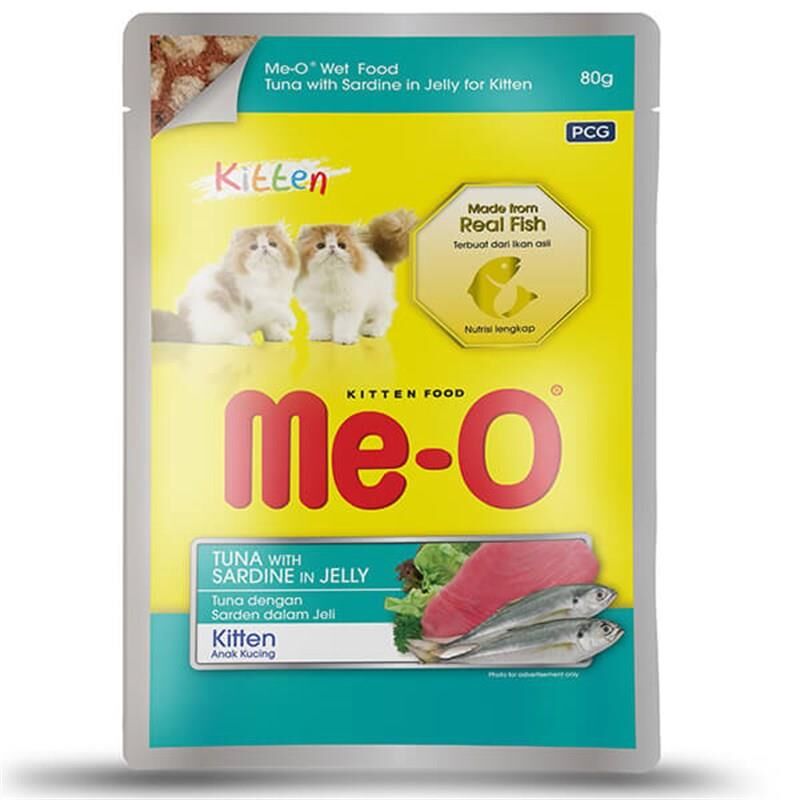 Me-O Kitten Jöle İçerisinde Ton Balık ve Sardalyalı Yavru Kedi Konservesi 80gr