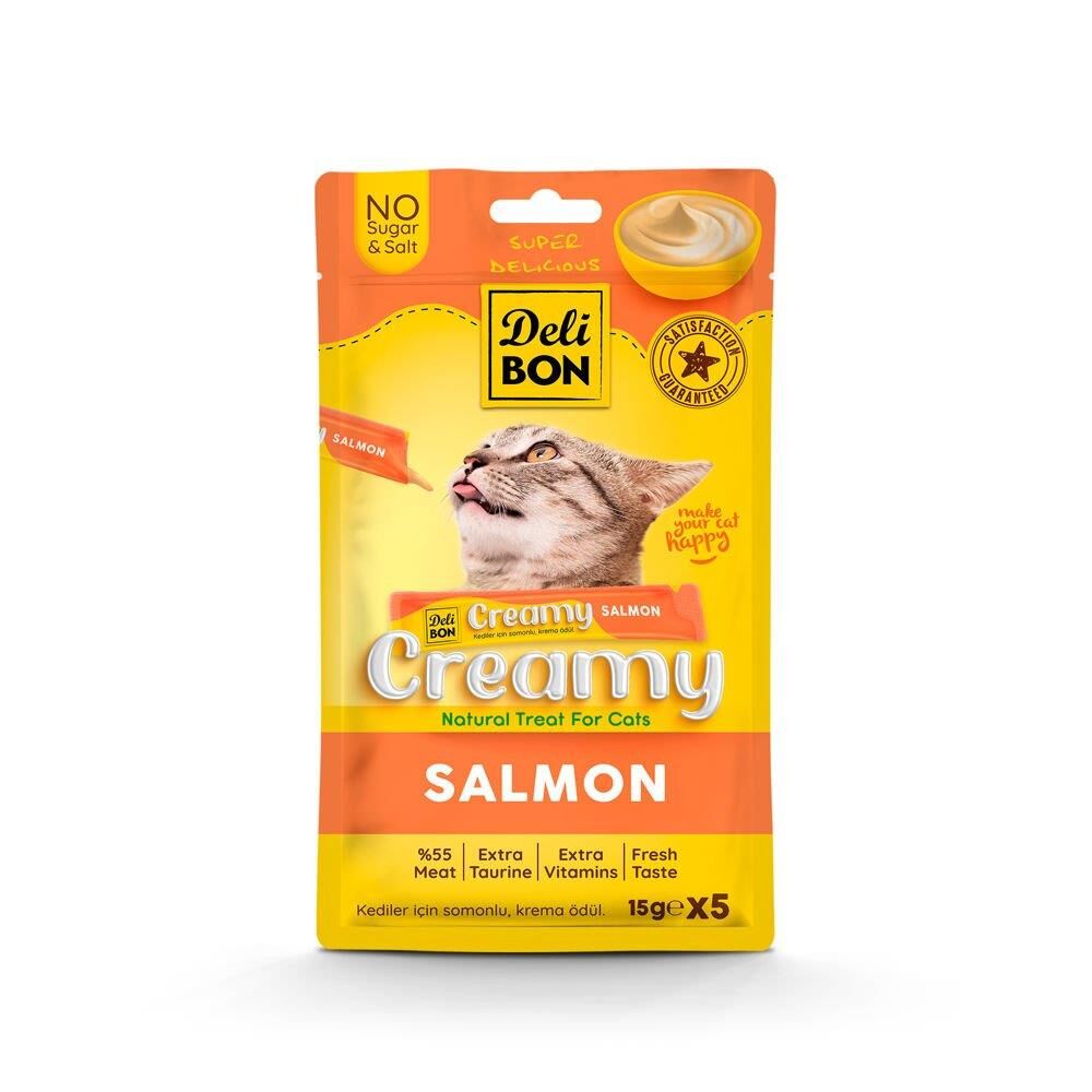 Delibon Creamy Somonlu Sıvı Kedi Ödül Maması 5x15gr