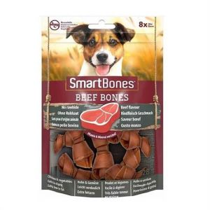 SmartBones Sığır Etli Mini Düğüm Kemik Köpek Ödülü 8'Li 128gr