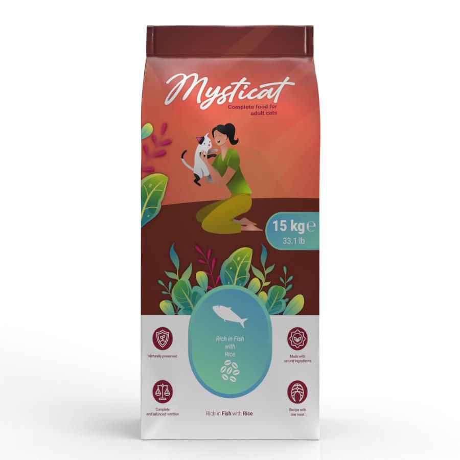 Mysticat Balıklı ve Pirinçli Yetişkin Kedi Maması 15kg