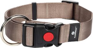 Flamingo Kilitli Köpek Boyun Tasması 55-75cm/40mm (Gri)