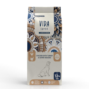 Vida Super Tavuklu, Hindi Etli Ve Süper Sebzeli Orta & Büyük Irk Yetişkin Köpek Maması 12kg