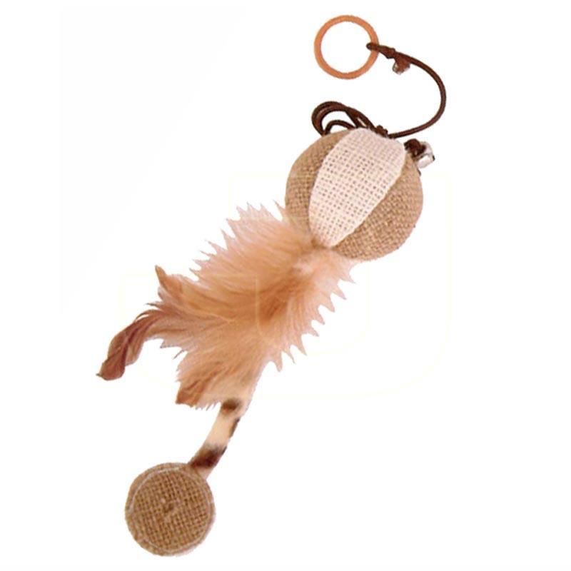 Eastland Parmağa Geçirilebilen Tüylü Hasır Top Kedi Oyuncağı 5cm