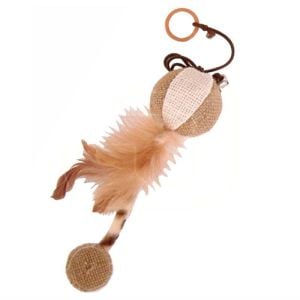 Eastland Parmağa Geçirilebilen Tüylü Hasır Top Kedi Oyuncağı 5cm