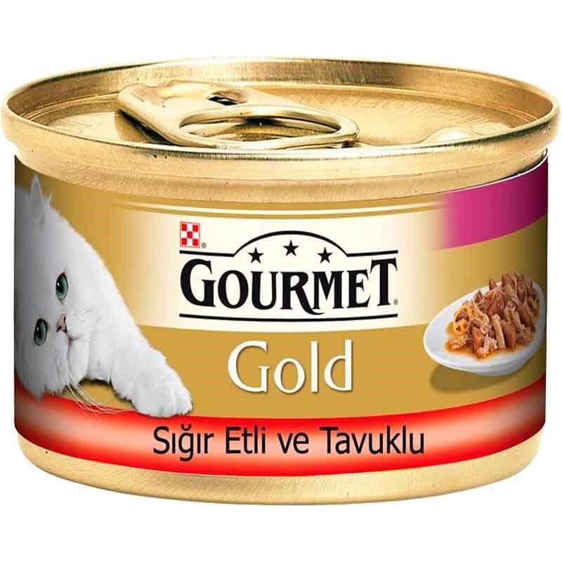 Gourmet Gold Sığır Etli ve Tavuklu Yetişkin Kedi Konservesi 85gr