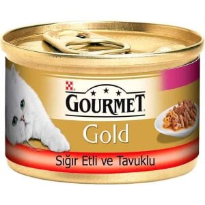 Gourmet Gold Sığır Etli ve Tavuklu Yetişkin Kedi Konservesi 85gr