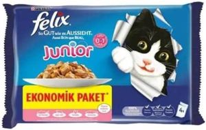 Felix Junior Sığır Etli ve Tavuklu Yavru Yaş Kedi Maması 4x85gr