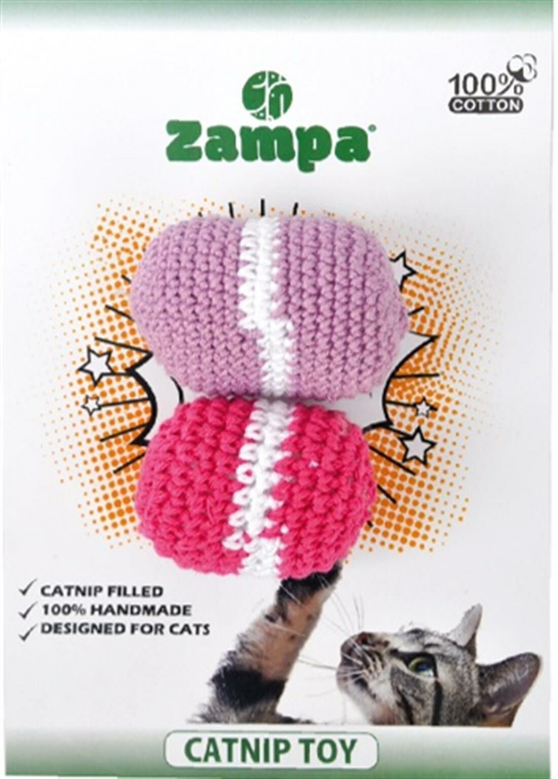 Zampa İkili Zilli Örgü Top Kedi Oyuncağı