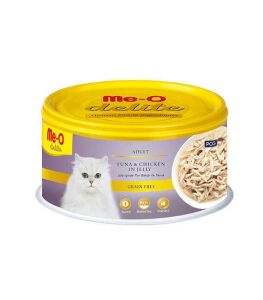 Me-O Delite Tahılsız Jöle İçinde Ton Balıklı ve Tavuklu Yetişkin Kedi Konservesi 80gr