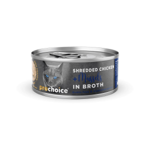 PROCHOICE DELUXE SHREDED CHICKEN & MUSSELS IN BROTH CAT 70GR