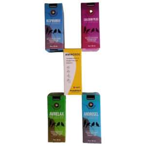 Pharmax Kuş Sağlık Seti 5x30ml (Aminosol + Avirelax + Androsel + Respiramax + Calcium Plus)
