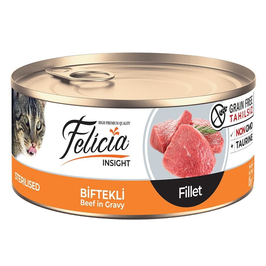 Felicia Fileto Biftekli Tahılsız Kısırlaştırılmış Kedi Konservesi 85gr