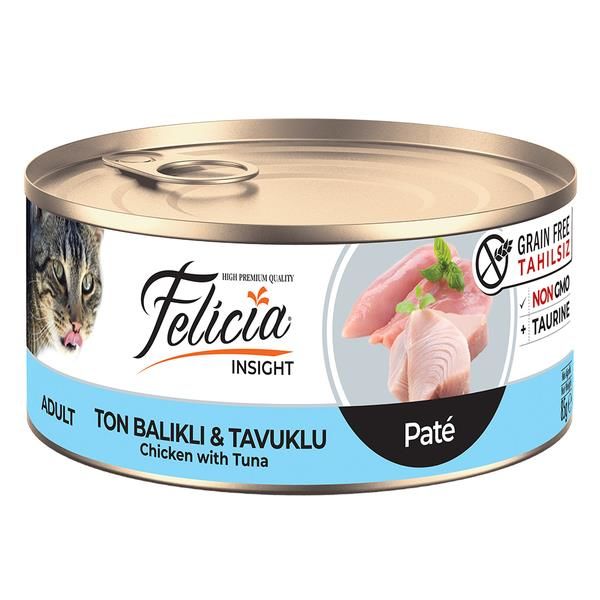 Felicia Kıyılmış Ton Balıklı ve Tavuklu Yetişkin Kedi Konservesi 85gr