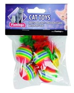 Flamingo Tüylü Gökkuşağı Top 4 Parça