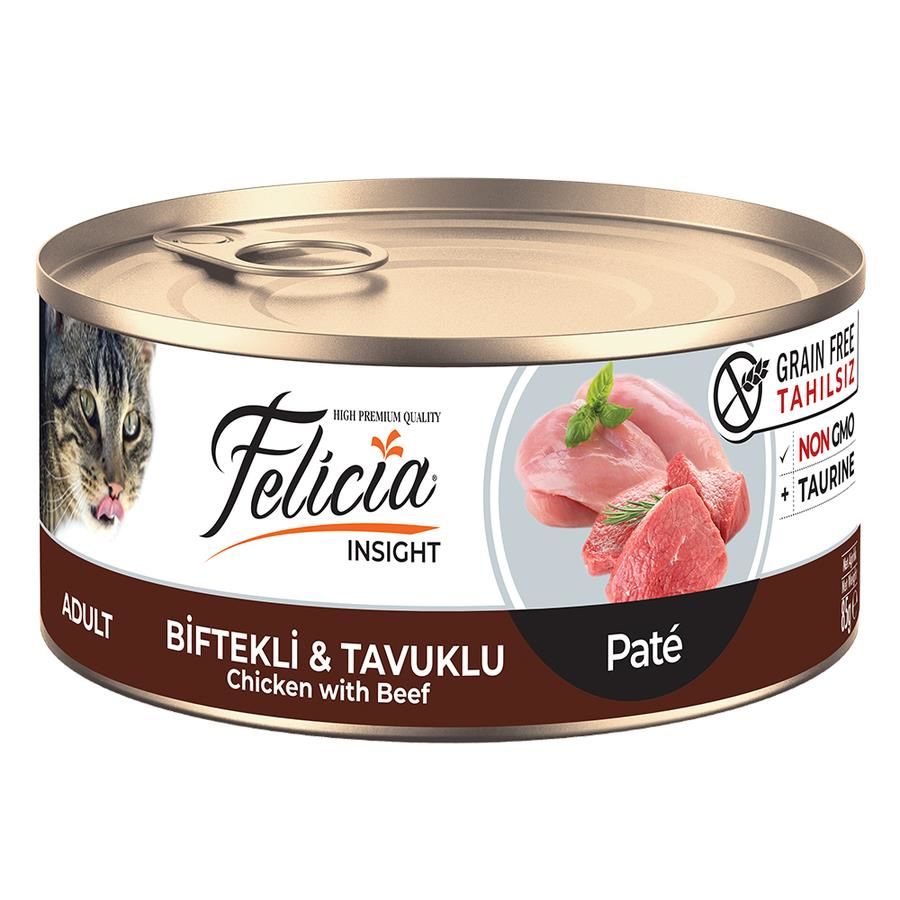 Felicia Kıyılmış Tavuklu ve Biftekli Yetişkin Kedi Konservesi 85gr