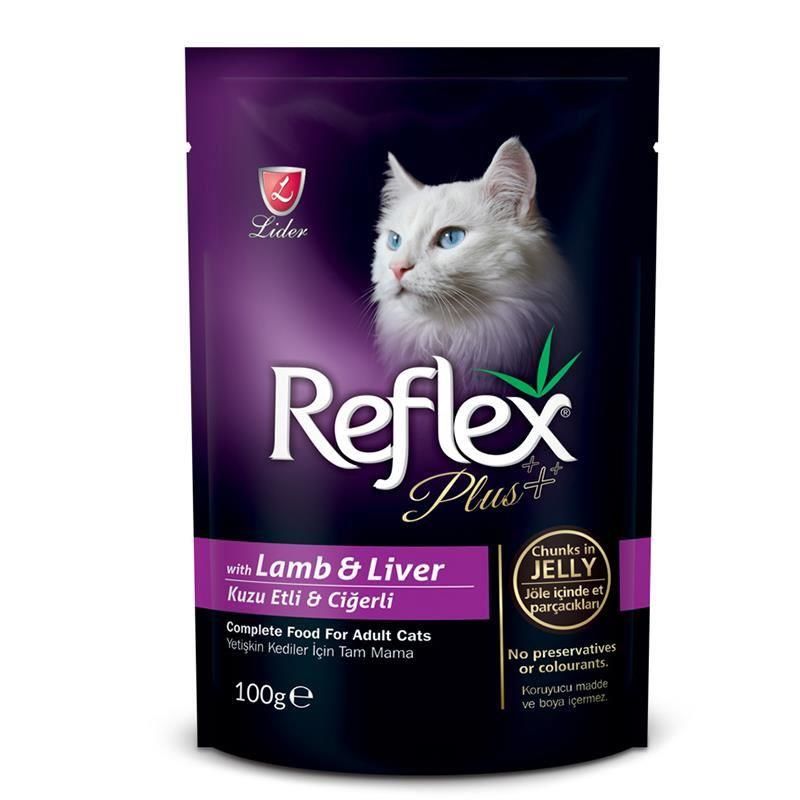 Reflex Plus Pouch Parça Etli Kuzulu ve Ciğerli Kedi Yaş Maması 100gr