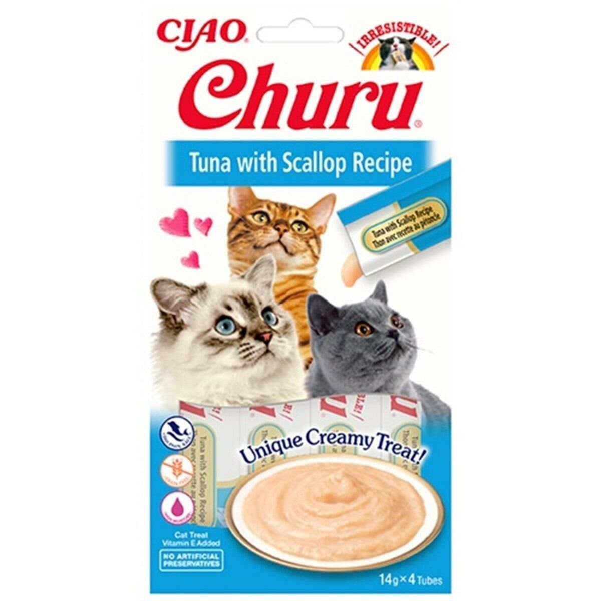 Ciao Churu Cream Ton Balıklı ve Deniz Taraklı Kedi Ödül Kreması 4x14gr